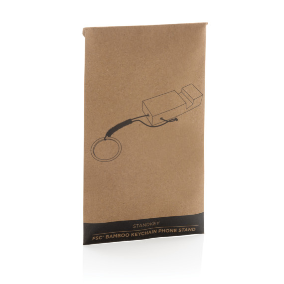 Bambusová klíčenka se stojánkem na telefon