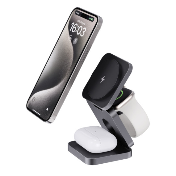 Skládací nabíječka 3v1 15W Terra z RCS recykl. hliníku