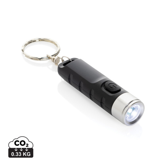 Klíčenka s USB dobíjitelnou svítilnou Globix z RCS plastu