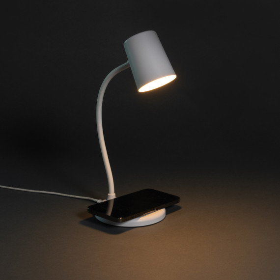 Stolní lampa Zenara s 15W bezdr. nabíjením z RCS plastu