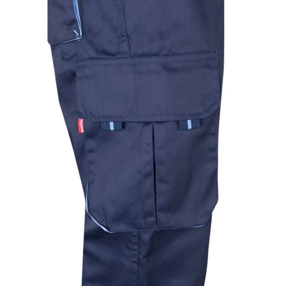 VL FIDES. Dvoubarevné strečové kalhoty s mnoha kapsami (240 g/m²), z bavlny (46 %), EME (38 %) a polyesteru (16 %)
