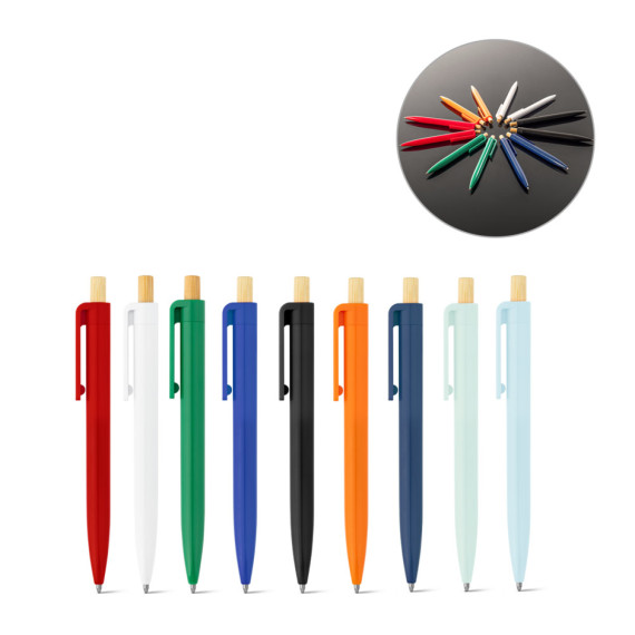 ZARA. Recyklované ABS (100% rABS) kuličkové pero s bambusovou tlačítko