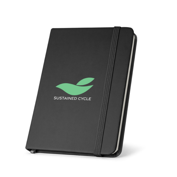 CAMPUS. Zápisník A5 v pevné vazbě z PU (35% recyklace) s linkovanými stránkami ze 100% recyklovaného