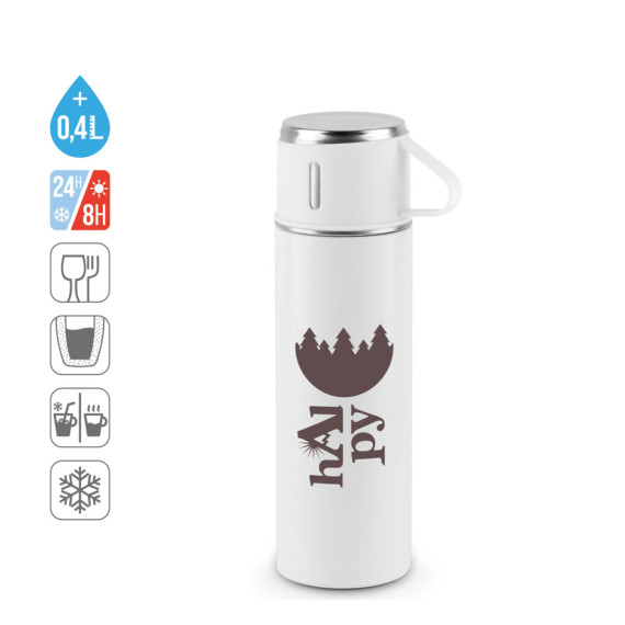 COMANECI. Dvouplášťová láhev z nerezové oceli (90% recyklace) s matným povrchem 490 ml