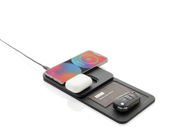 Bezdrátová stolní nabíječka Swiss Peak 3v1 z RCS recykl. PU