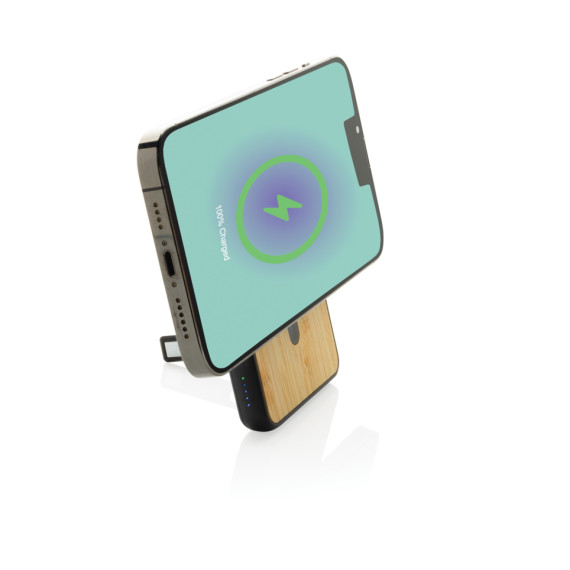 Magnetická powerbanka Zen 5000mAh 5W z RCS plastu a bambusu