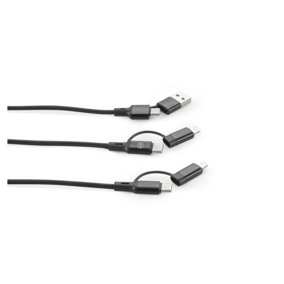 BERTOZZI. Superrychlý USB kabel 6 v 1 z recyklovaného hliníku (20 %) a recyklovaného PET (4 %)