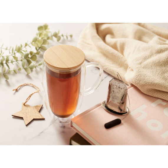 TEROL, Skleněný hrnek s dvojitou 450ml