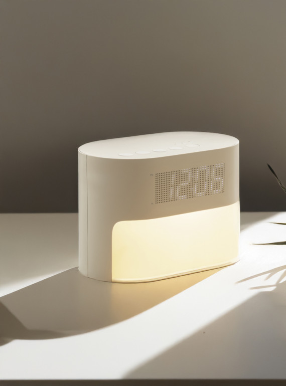 Budík s bílým šumem LumaRise z RCS recyklovaného plastu