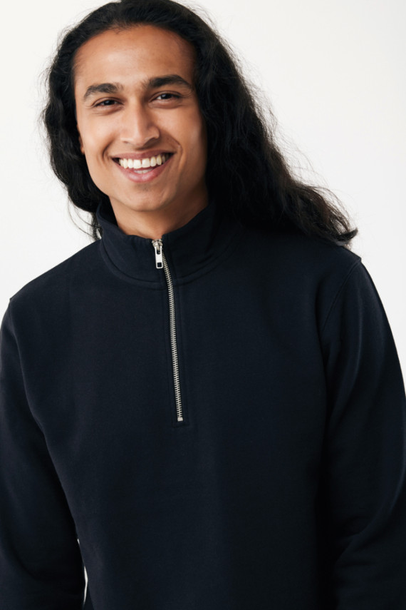 Svetr se čtvrtečním zipem IQONIQ Elgon z recykl. bavlny