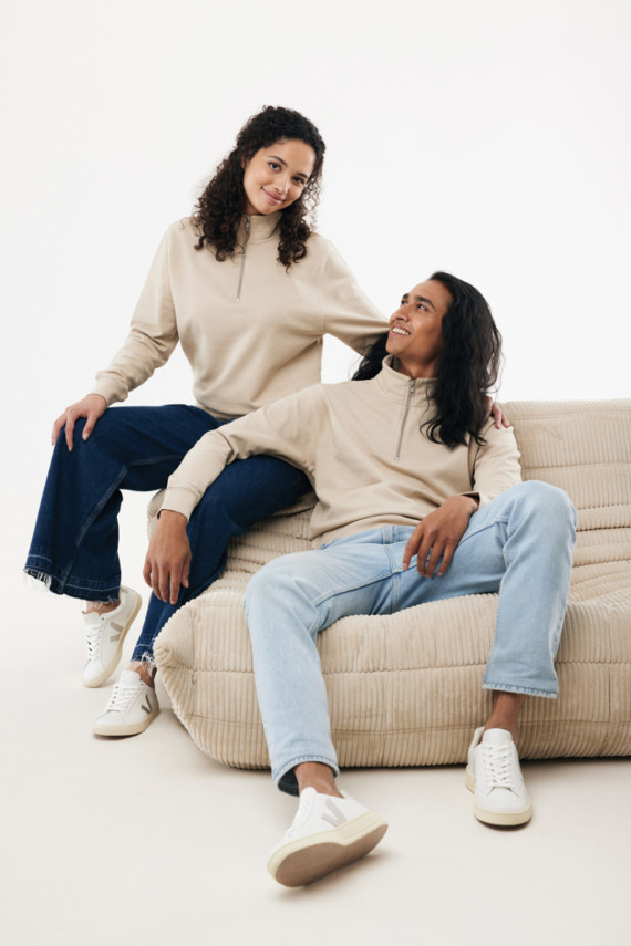 Svetr se čtvrtečním zipem IQONIQ Elgon z recykl. bavlny