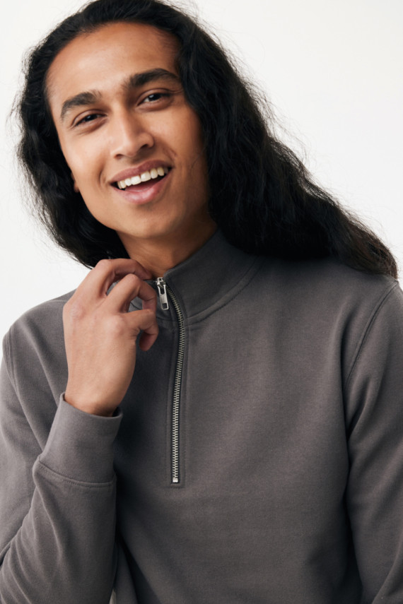 Svetr se čtvrtečním zipem IQONIQ Elgon z recykl. bavlny