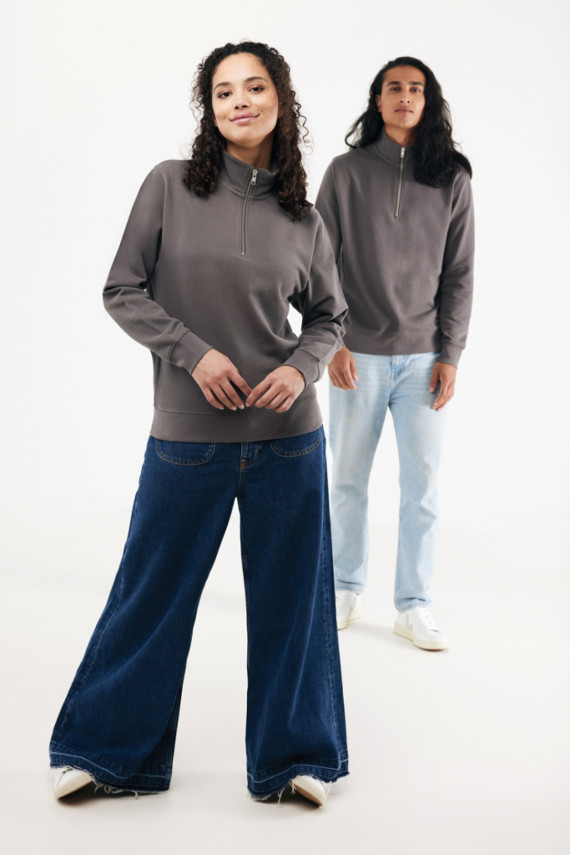 Svetr se čtvrtečním zipem IQONIQ Elgon z recykl. bavlny