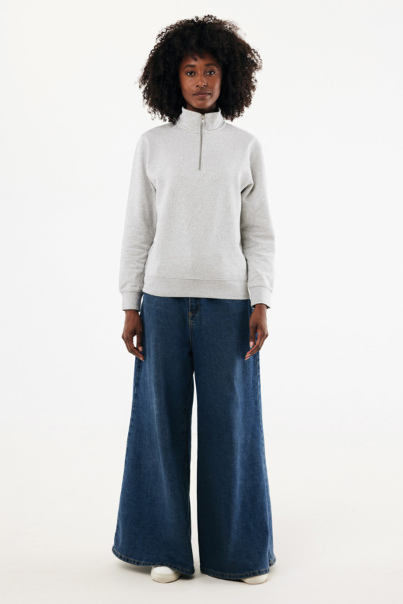 Svetr se čtvrtečním zipem IQONIQ Elgon z recykl. bavlny