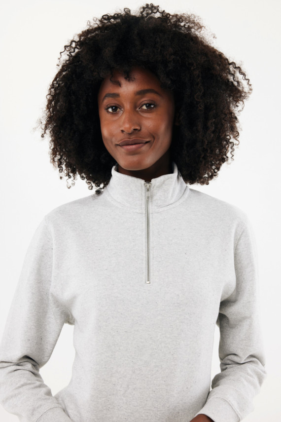 Svetr se čtvrtečním zipem IQONIQ Elgon z recykl. bavlny