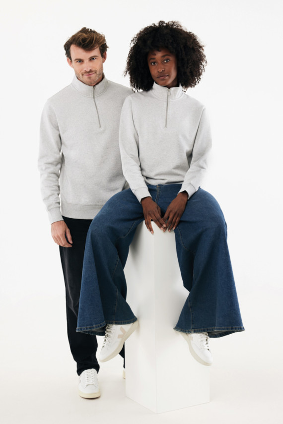 Svetr se čtvrtečním zipem IQONIQ Elgon z recykl. bavlny