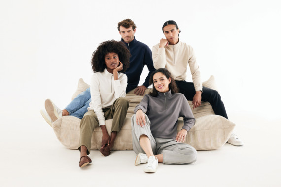 Svetr se čtvrtečním zipem IQONIQ Elgon z recykl. bavlny